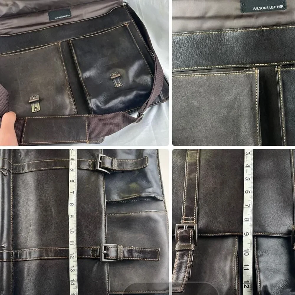 Wilson's VTG Large Chocolate Brown Leather Briefcase Men's Computer Bag Organize